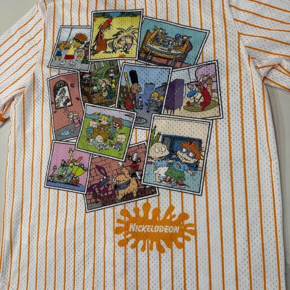 Nickelodeon y2k Retro Graphic Baseball Jersey Men's Medium Orange/White Rugrats - Picture 7 of 10